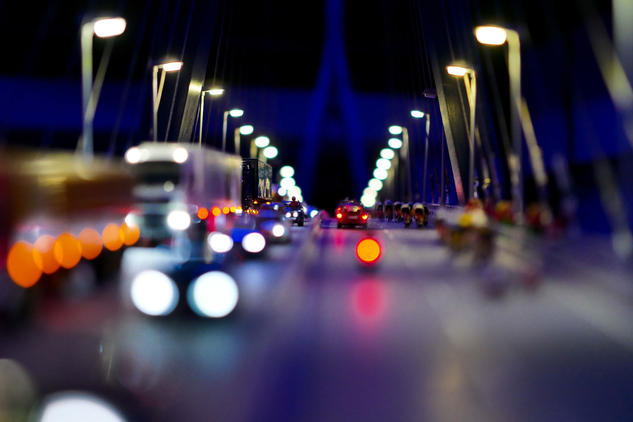 Defocused Image Of Illuminated City At Night